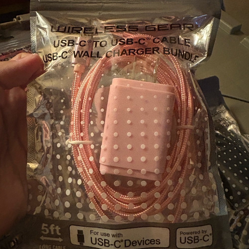 Pink USB-C Cable and Charger Set